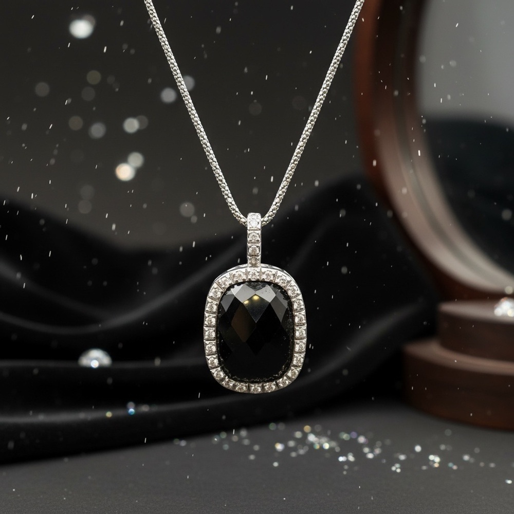 Esposito Diamonique Sterling silver Black Onxy Pendant Necklace​​​ - Picture 3 of 10